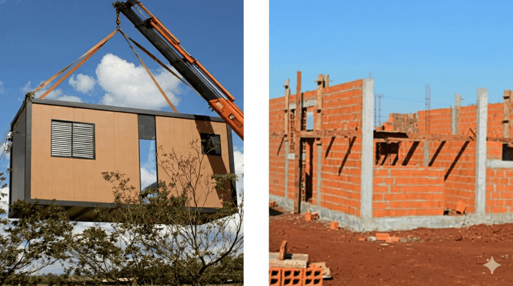Comparação entre construção modular e construção convencional em projeto de mineração