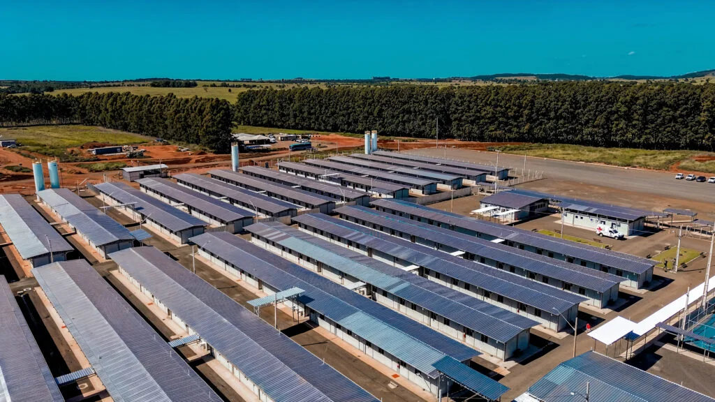 Vista aérea de núcleo modular construído pela Opus